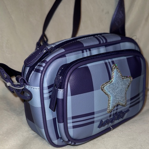 Betsey Johnson Lia Plaid Crossbody Bag with Star Accent Coin Purse Guitar Strap - Picture 5 of 10